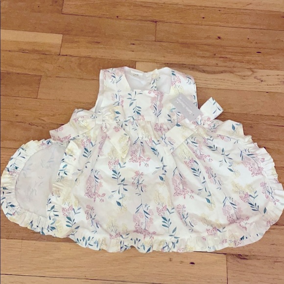 Flower smock dress with bows and matching bloomers - Picture 1 of 5